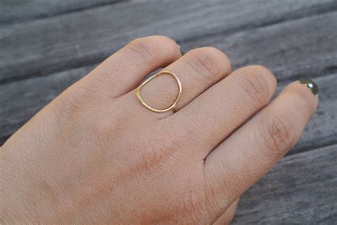 gold ring with circle and line|14k gold open circle rings.